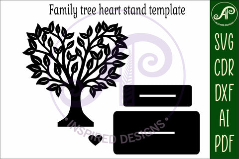 Family heart tree stand, laser cut file, family name tree SVG APInspireddesigns 