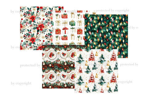 Family Holidays Digital Paper | Traditional Xmas Background Digital Pattern GlamArtZhanna 