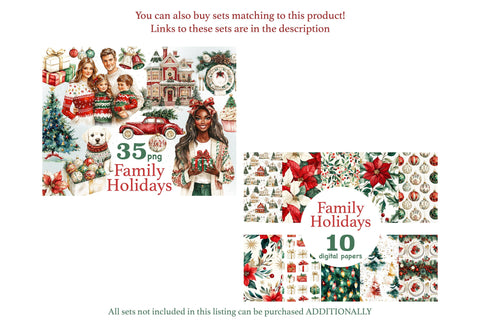 Family Holidays Digital Paper | Traditional Xmas Background Digital Pattern GlamArtZhanna 