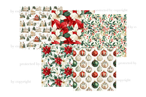 Family Holidays Digital Paper | Traditional Xmas Background Digital Pattern GlamArtZhanna 