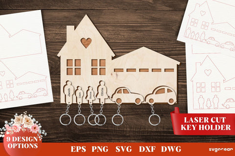Family Key Holder House Shape Bundle SVG SvgOcean 