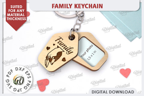 Family Keychain Laser Cut. Personalized Family Keychain SVG SVG Evgenyia Guschina 