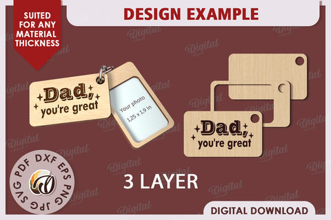 Family Keychain Laser Cut. Personalized Keychain for Dad SVG SVG Evgenyia Guschina 