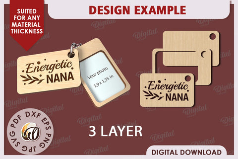 Family Keychain Laser Cut. Personalized Keychain for Granny SVG Evgenyia Guschina 