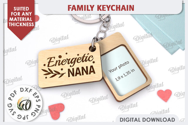 Family Keychain Laser Cut. Personalized Keychain for Granny SVG Evgenyia Guschina 