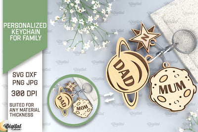 Family Keychain SVG. Personalized Keychain for Family Laser SVG Evgenyia Guschina 