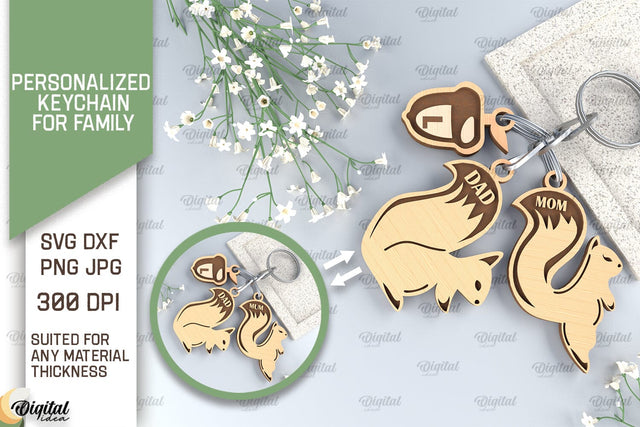 Family Keychain SVG. Personalized Keychain for Family Laser SVG Evgenyia Guschina 