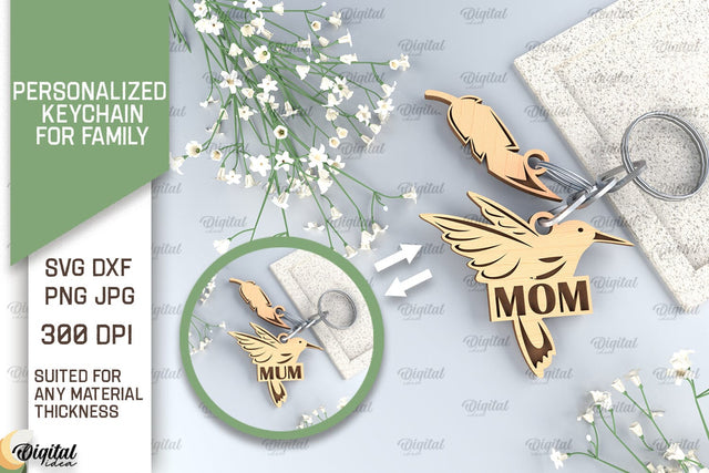 Family Keychain SVG. Personalized Keychain for Family Laser SVG Evgenyia Guschina 