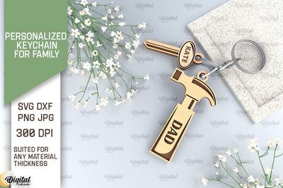 Family Keychain SVG. Personalized Keychain for Family Laser SVG Evgenyia Guschina 