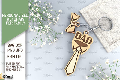 Family Keychain SVG. Personalized Keychain for Family Laser SVG Evgenyia Guschina 