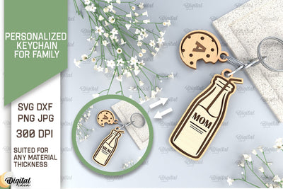 Family Keychain SVG. Personalized Keychain for Family Laser SVG Evgenyia Guschina 