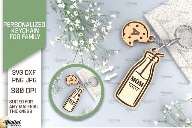 Family Keychain SVG. Personalized Keychain for Family Laser SVG Evgenyia Guschina 