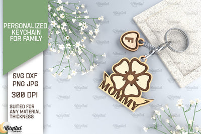 Family Keychain SVG. Personalized Keychain for Family Laser SVG Evgenyia Guschina 