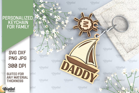 Family Keychains SVG Bundle. Personalized Keychains for Family Laser Cut SVG Evgenyia Guschina 