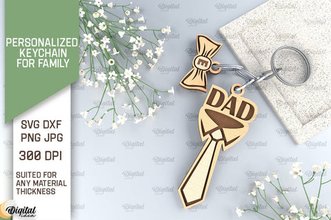 Family Keychains SVG Bundle. Personalized Keychains for Family Laser Cut SVG Evgenyia Guschina 