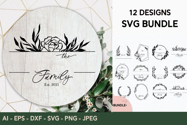 Family monogram svg Split monogram svg Floral monogram svg SVG Paperjamlab 