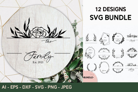 Family monogram svg Split monogram svg Floral monogram svg SVG Paperjamlab 