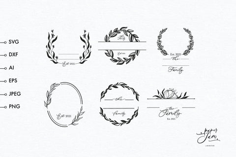 Family monogram svg Split monogram svg Floral monogram svg SVG Paperjamlab 