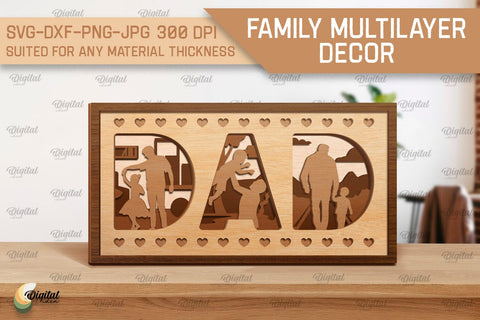 Family Multilayer Decor SVG Bundle. Family Laser Cut SVG Evgenyia Guschina 