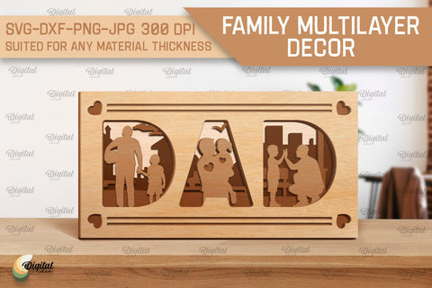 Family Multilayer Decor SVG Bundle. Family Laser Cut SVG Evgenyia Guschina 