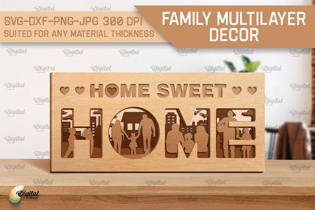 Family Multilayer Decor SVG. Family Laser Cut SVG Evgenyia Guschina 