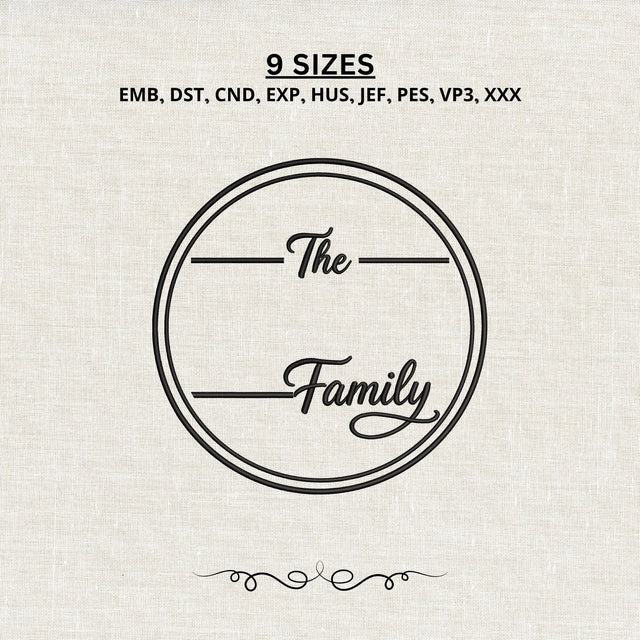 Family Name Monogram Embroidery Design – Personalized Last Name Circle Frame Machine Embroidery File Embroidery/Applique DESIGNS PatternFeed8 