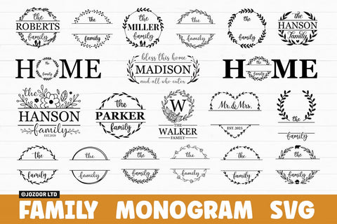 Family Name Monogram SVG Bundle SVG Jozoor 