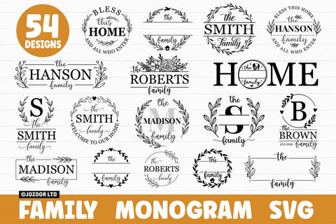 Family Name Monogram SVG Bundle SVG Jozoor 