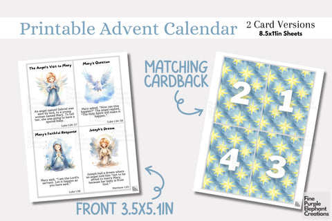 Family Nativity Advent Calendar | Christmas Activity Cards Digital Pattern Fine Purple Elephant Creations 