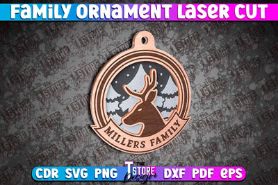 Family Ornament | 3D Christmas Ornament | Christmas Gift Idea | CNC File SVG The T Store Design 