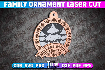 Family Ornament | 3D Christmas Ornament | Christmas Gift Idea | CNC File SVG The T Store Design 