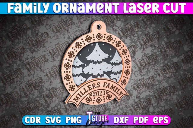 Family Ornament | 3D Christmas Ornament | Christmas Gift Idea | CNC File SVG The T Store Design 