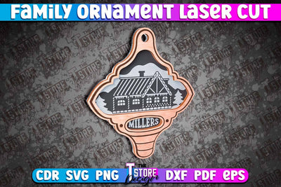 Family Ornament | 3D Christmas Ornament | Christmas Gift Idea | CNC File SVG The T Store Design 