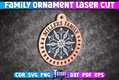Family Ornament | 3D Christmas Ornament | Christmas Gift Idea | CNC File SVG The T Store Design 