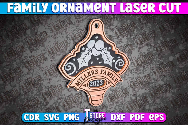 Family Ornament | 3D Christmas Ornament | Christmas Gift Idea | CNC File SVG The T Store Design 