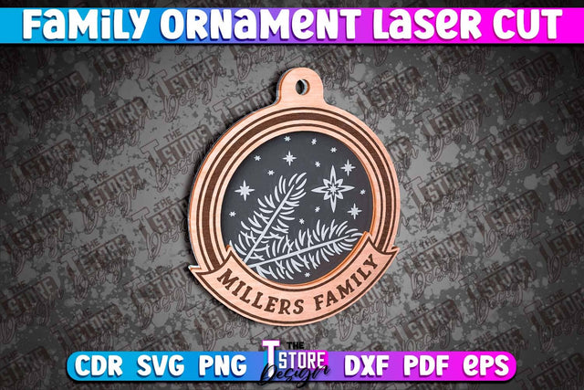 Family Ornament | 3D Christmas Ornament | Christmas Gift Idea | CNC File SVG The T Store Design 