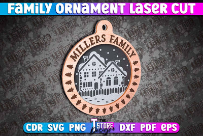 Family Ornament | 3D Christmas Ornament | Christmas Gift Idea | CNC File SVG The T Store Design 