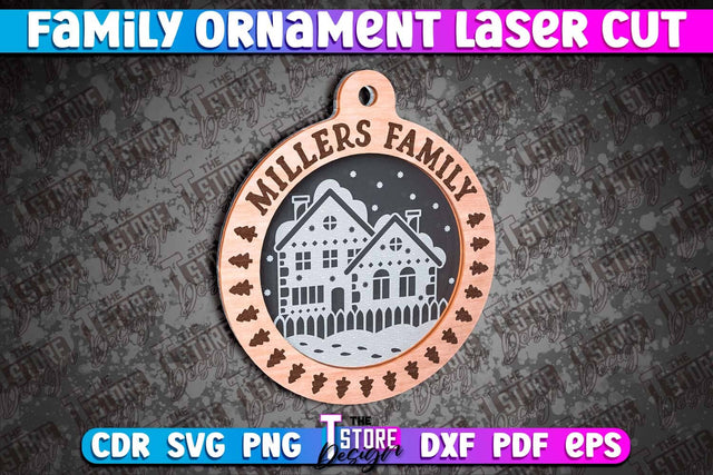 Family Ornament | 3D Christmas Ornament | Christmas Gift Idea | CNC File SVG The T Store Design 
