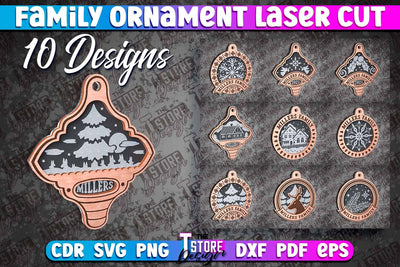 Family Ornament Bundle | 3D Christmas Ornament | Christmas Gift Idea | CNC File SVG The T Store Design 