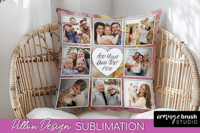 Family Photo Frame Pillow Siblomation - Marble Pillow Cover Sublimation OrangeBrushStudio 