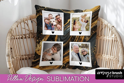 Family Photo Frame Pillow Siblomation - Marble Pillow Cover Sublimation OrangeBrushStudio 