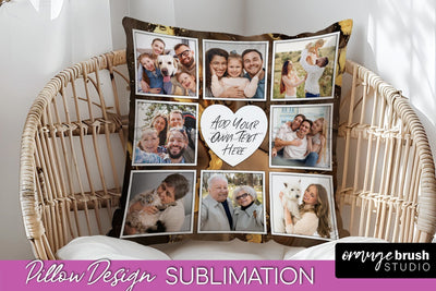 Family Photo Frame Pillow Siblomation - Marble Pillow Cover Sublimation OrangeBrushStudio 