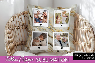 Family Photo Frame Pillow Siblomation - Marble Pillow Cover Sublimation OrangeBrushStudio 