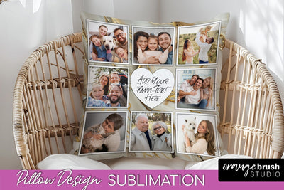 Family Photo Frame Pillow Siblomation - Marble Pillow Cover Sublimation OrangeBrushStudio 