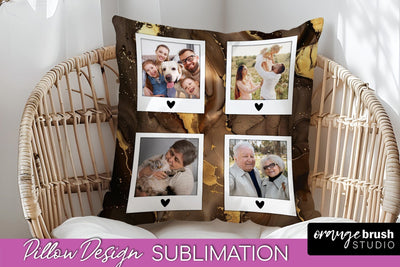 Family Photo Frame Pillow Siblomation - Marble Pillow Cover Sublimation OrangeBrushStudio 