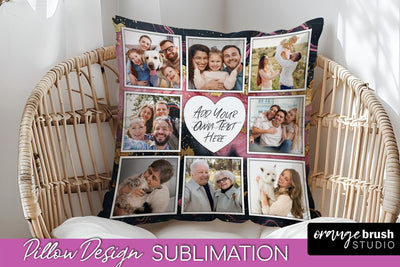 Family Photo Frame Pillow Siblomation - Marble Pillow Cover Sublimation OrangeBrushStudio 