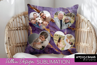 Family Photo Frame Pillow Siblomation - Marble Pillow Cover Sublimation OrangeBrushStudio 