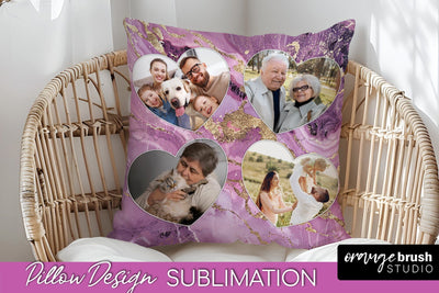 Family Photo Frame Pillow Siblomation - Marble Pillow Cover Sublimation OrangeBrushStudio 