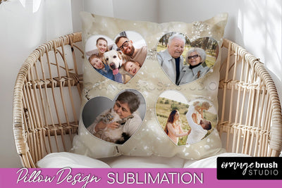 Family Photo Frame Pillow Siblomation - Marble Pillow Cover Sublimation OrangeBrushStudio 