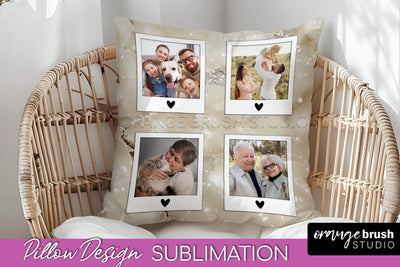 Family Photo Frame Pillow Siblomation - Marble Pillow Cover Sublimation OrangeBrushStudio 